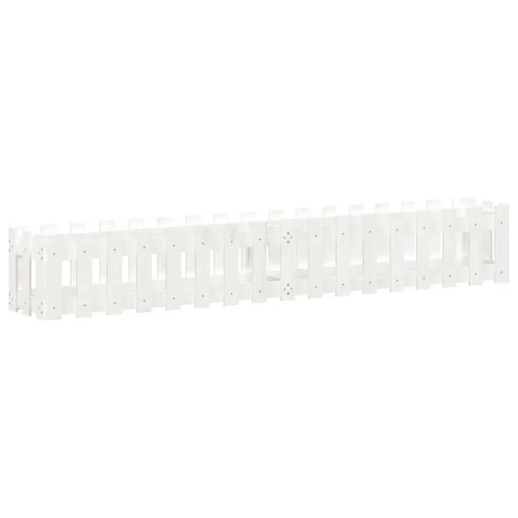 Garden Raised Bed Planter Fence Design White 200x30x30 cm Solid Pine Wood