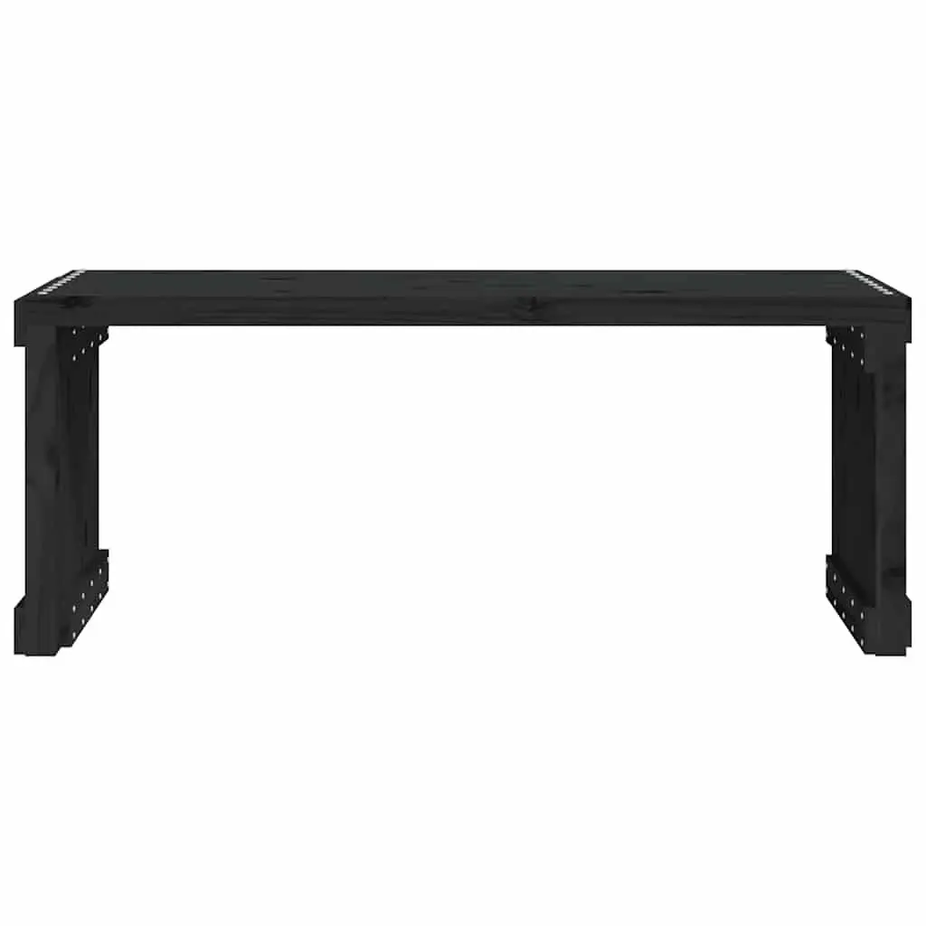 Garden Bench Extendable Outdoor Seating Solid Pine Wood Black