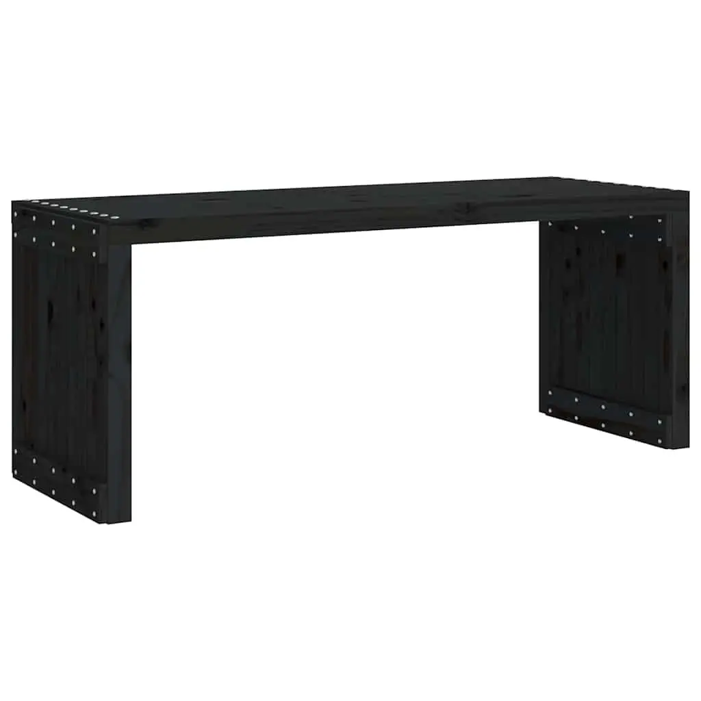 Garden Bench Extendable Outdoor Seating Solid Pine Wood Black