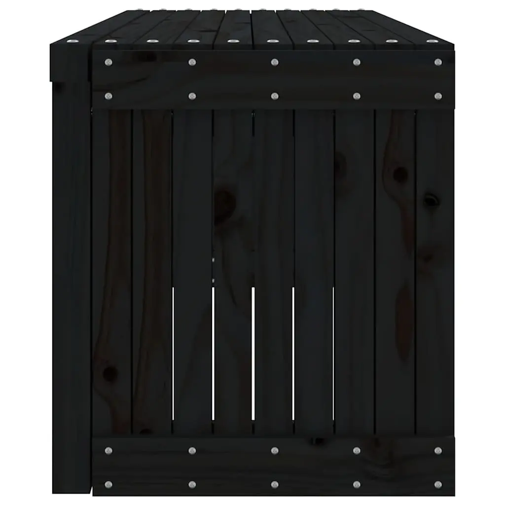 Garden Bench Extendable Outdoor Seating Solid Pine Wood Black