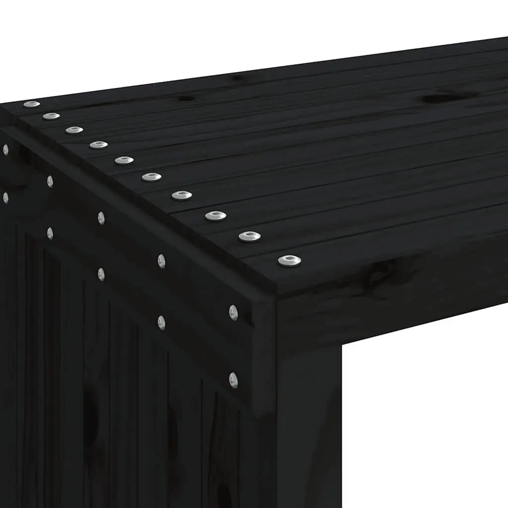 Garden Bench Extendable Outdoor Seating Solid Pine Wood Black