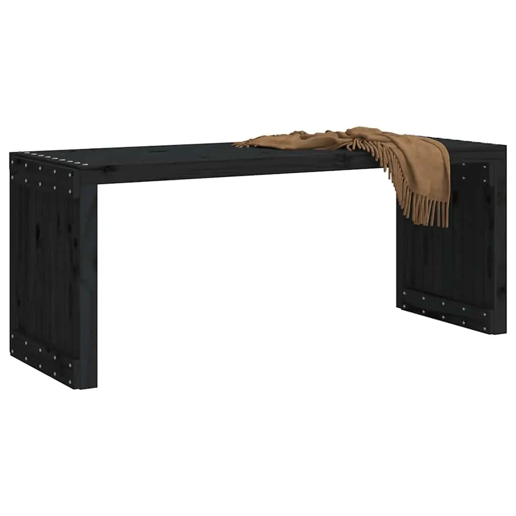 Garden Bench Extendable Outdoor Seating Solid Pine Wood Black