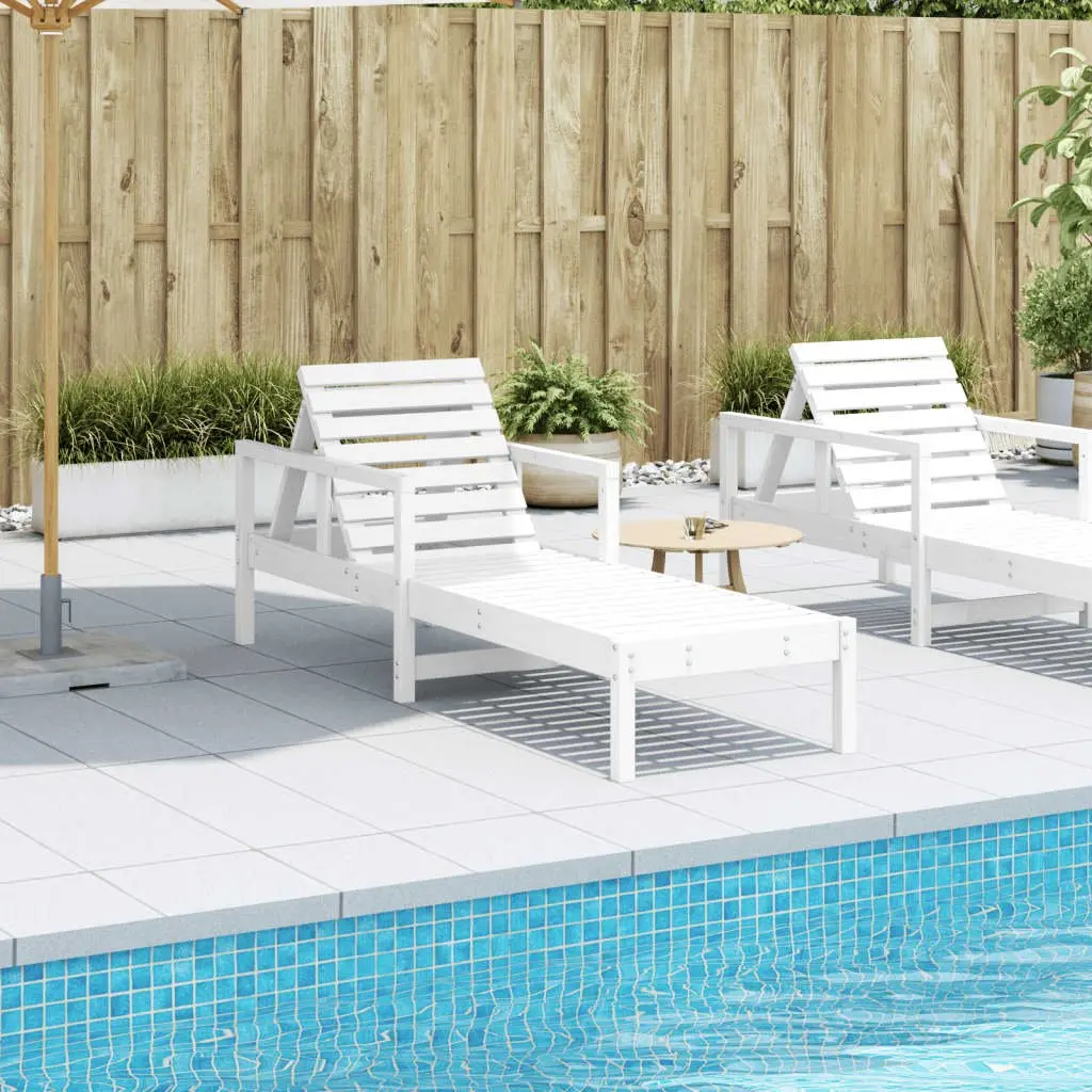 Sun Lounger Adjustable Backrest Outdoor Garden Patio Poolside White