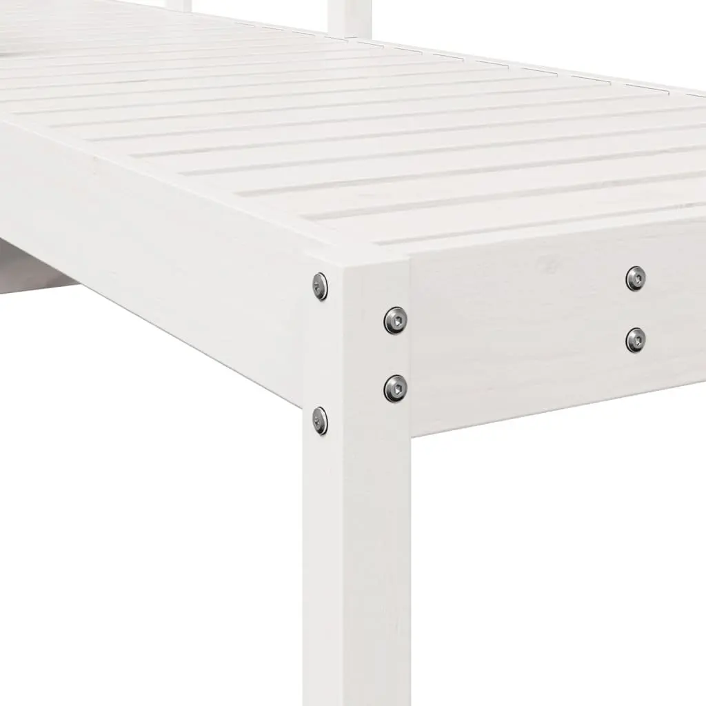 Sun Lounger Adjustable Backrest Outdoor Garden Patio Poolside White