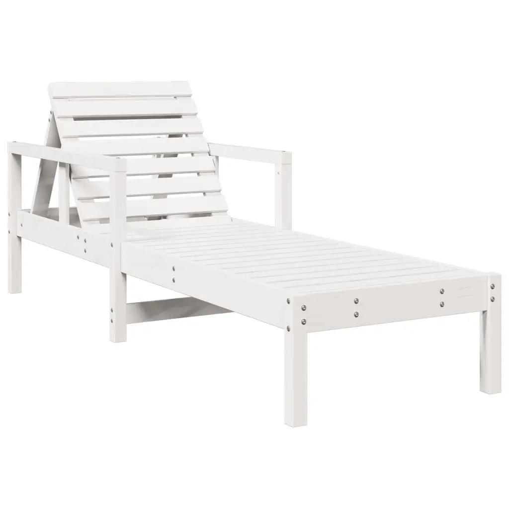 Sun Lounger Adjustable Backrest Outdoor Garden Patio Poolside White