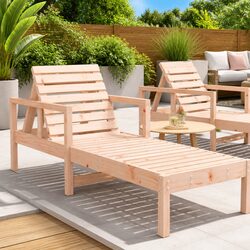 Reliable Wooden Sun Lounger with Adjustable Backrest