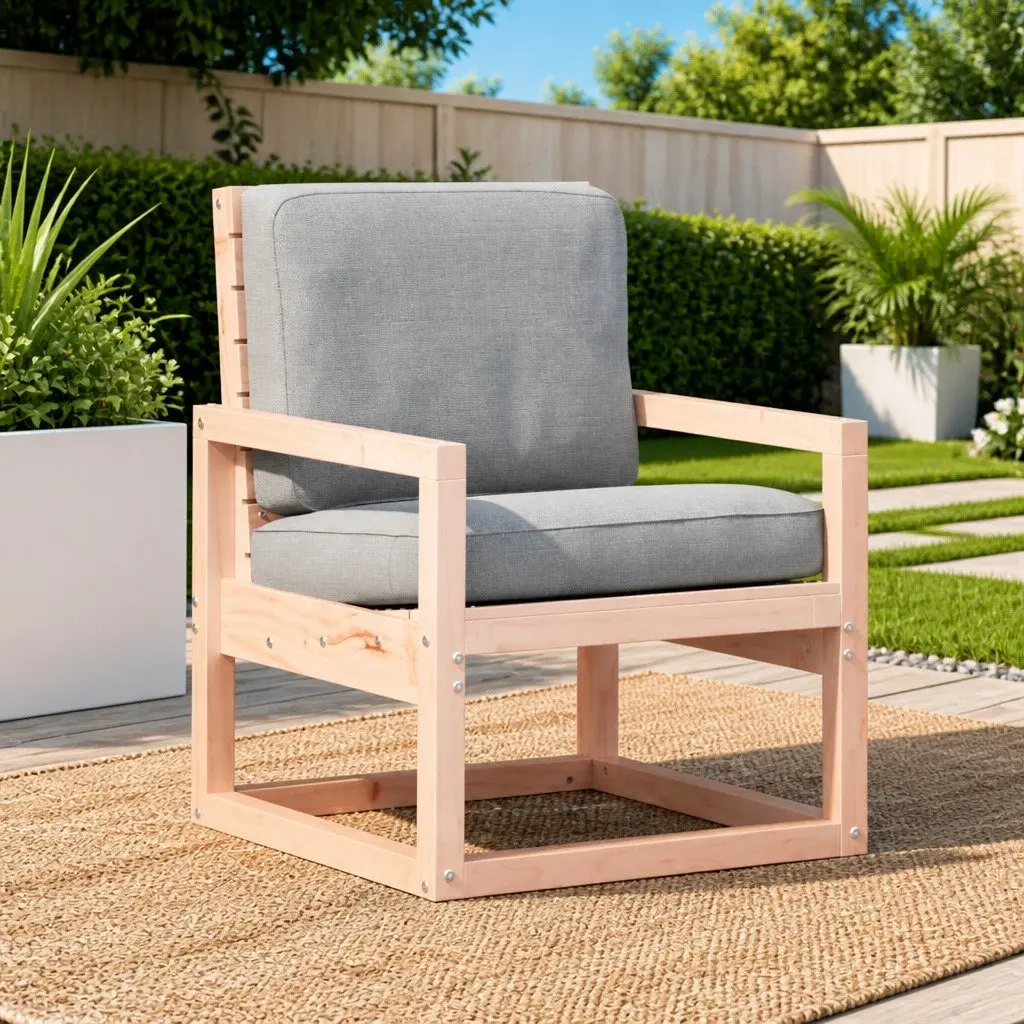 Outdoor Garden Chair Solid Wood Armrest Backrest Brown 57.5x63x76cm Patio
