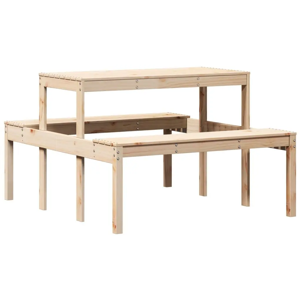Solid Pine Wood Picnic Table 110x134x75 cm Outdoor Garden Patio Bench Dining