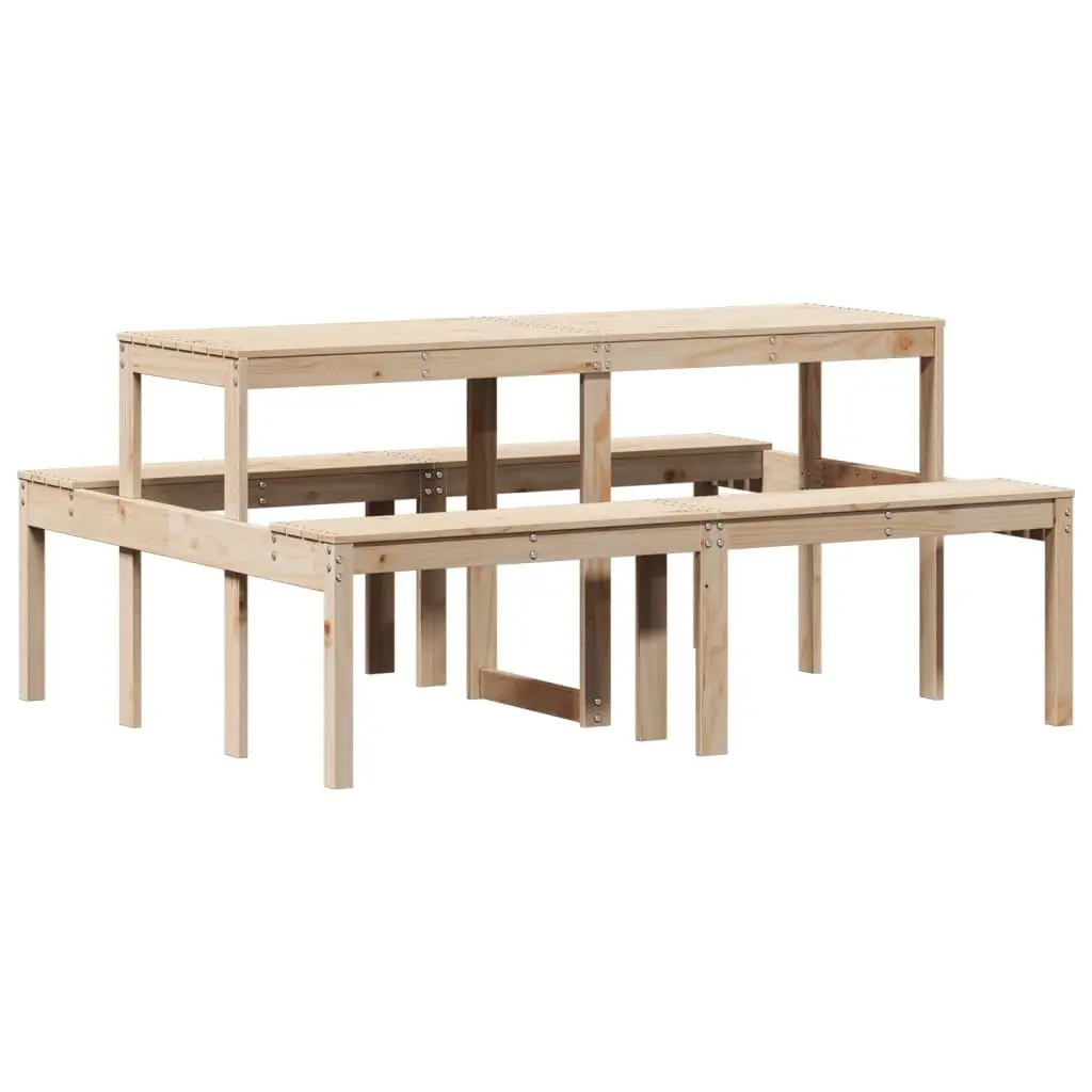 Solid Pine Picnic Table for Outdoor Dining 160x134x75 cm