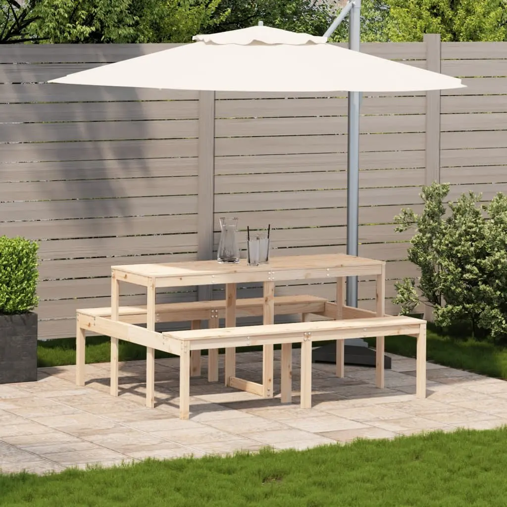 Solid Pine Picnic Table for Outdoor Dining 160x134x75 cm