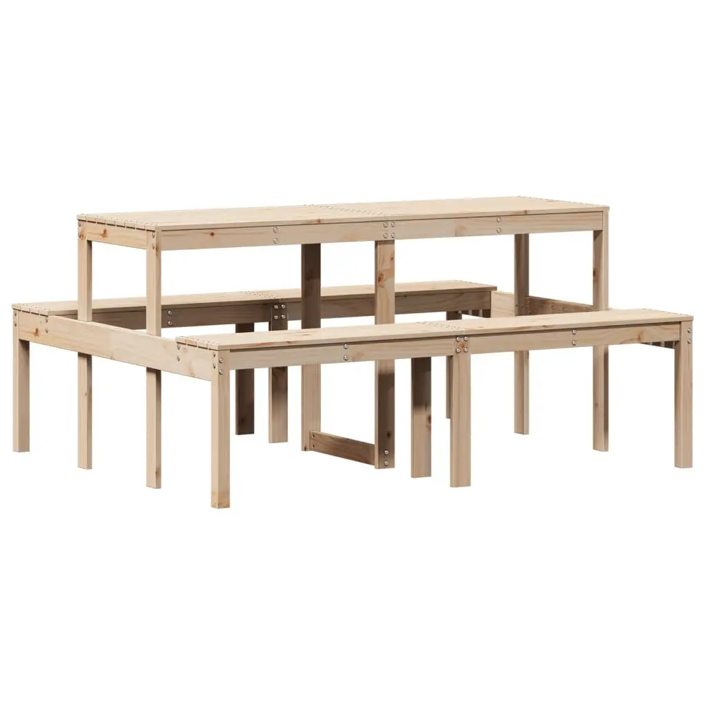 Solid Pine Picnic Table for Outdoor Dining 160x134x75 cm