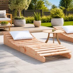 Comfortable and Reliable Wooden Lounger for Outdoors 205x60x31.5cm