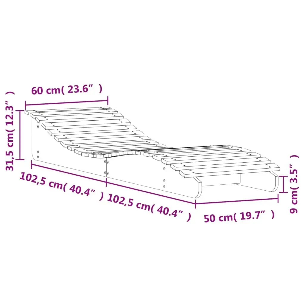 Wooden Sun Lounger Outdoor Lounge Chair 205x60x31.5cm Brown