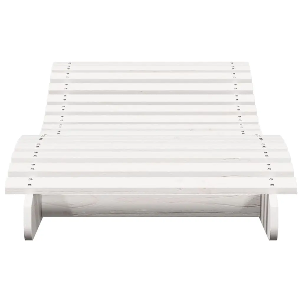 Sun Lounger Outdoor Garden Patio Poolside Wooden Lounge Chair White 205 x 70 x 31.5 cm