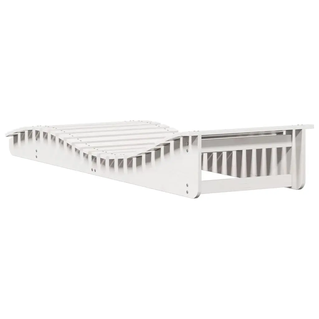 Sun Lounger Outdoor Garden Patio Poolside Wooden Lounge Chair White 205 x 70 x 31.5 cm