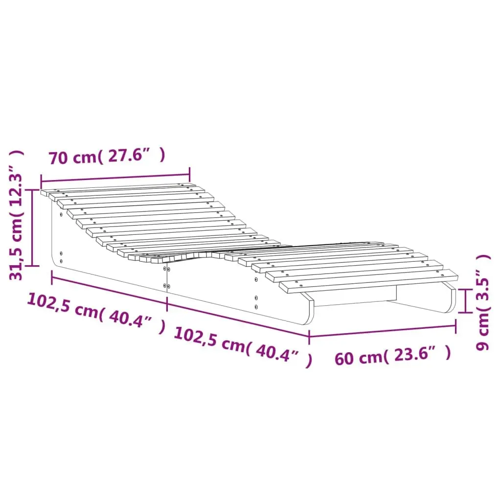 Sun Lounger Outdoor Garden Patio Poolside Wooden Lounge Chair White 205 x 70 x 31.5 cm