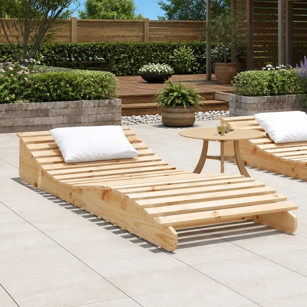 Wooden Sun Lounger Outdoor Relaxation Chair 205 x 80 x 31.5 cm Brown
