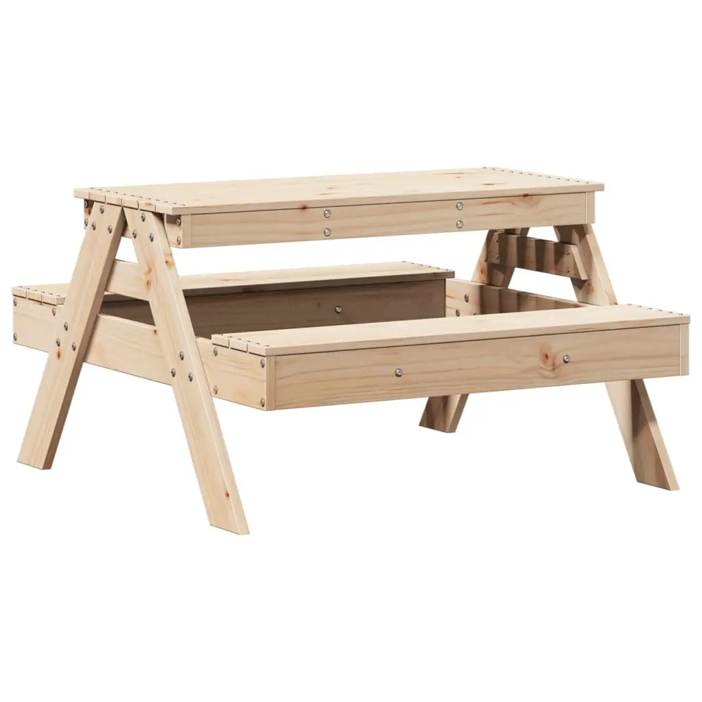 Kids Picnic Table Outdoor Dining Bench Wooden Play Activity 88 x 97 x 52 cm Brown