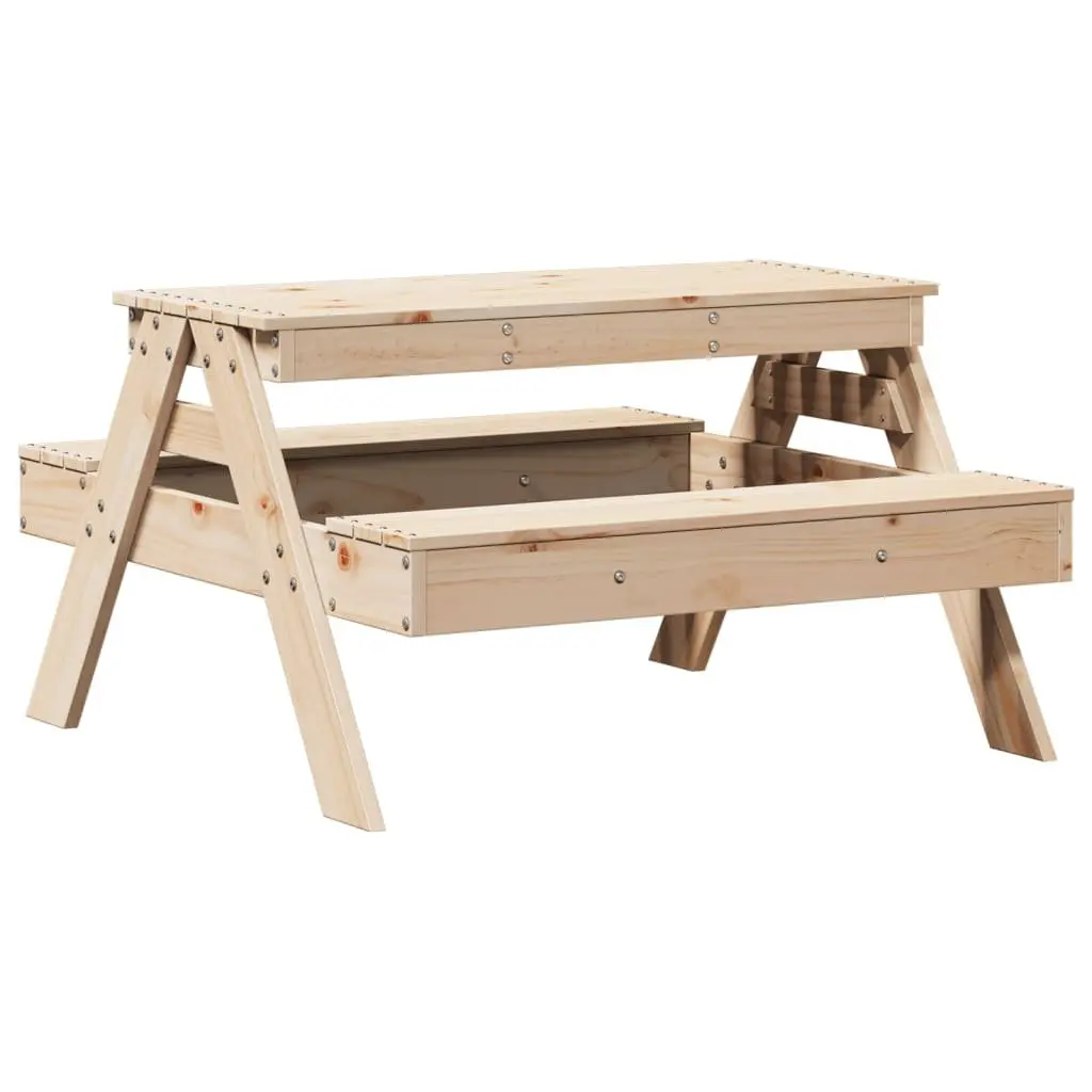 Kids Picnic Table Outdoor Dining Bench Wooden Play Activity 88 x 97 x 52 cm Brown