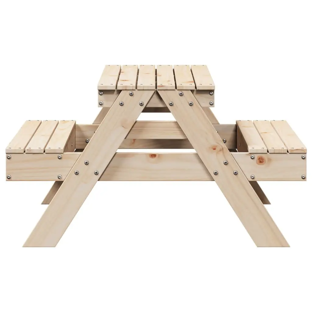 Kids Picnic Table Outdoor Dining Bench Wooden Play Activity 88 x 97 x 52 cm Brown
