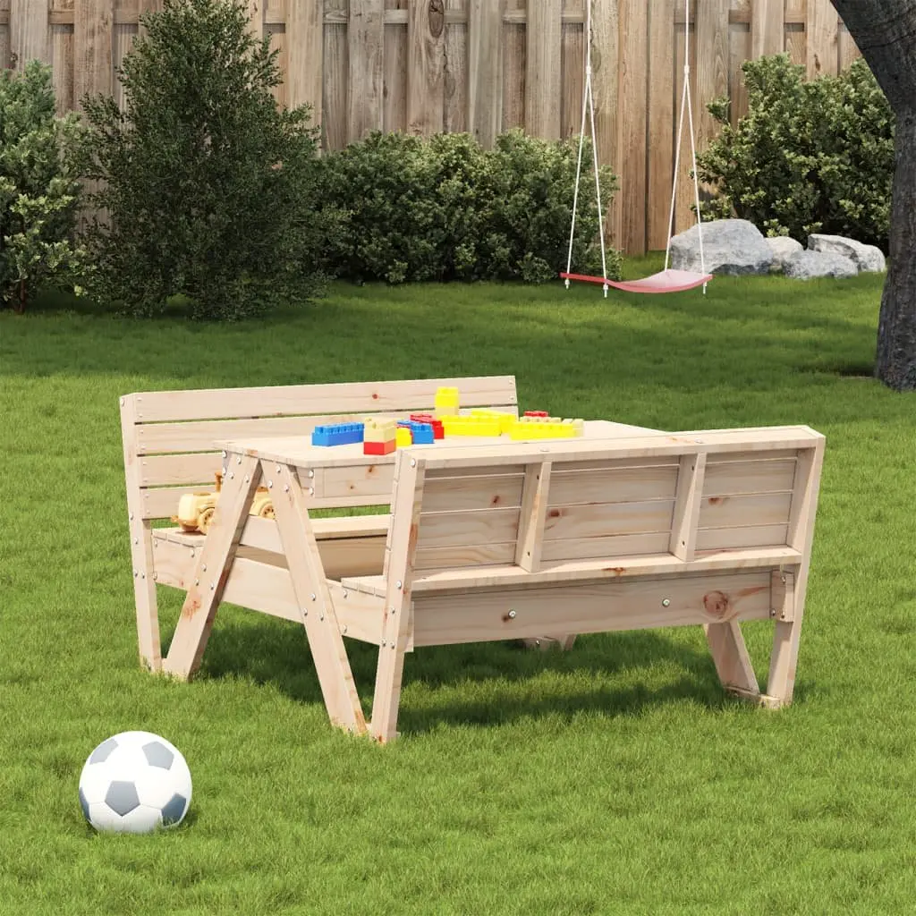 Wooden Picnic Table for Kids Outdoor Garden Furniture Brown Solid Pine