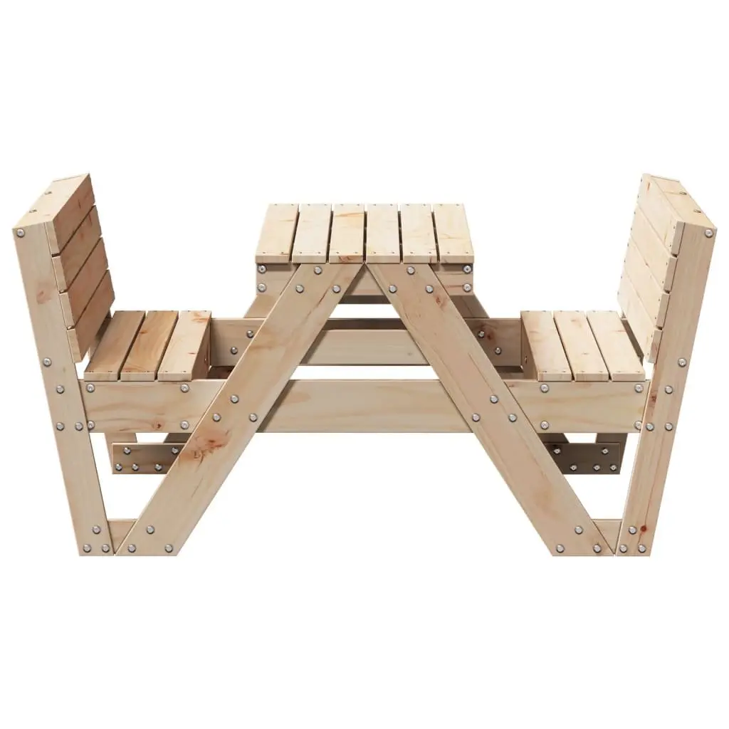 Wooden Picnic Table for Kids Outdoor Garden Furniture Brown Solid Pine