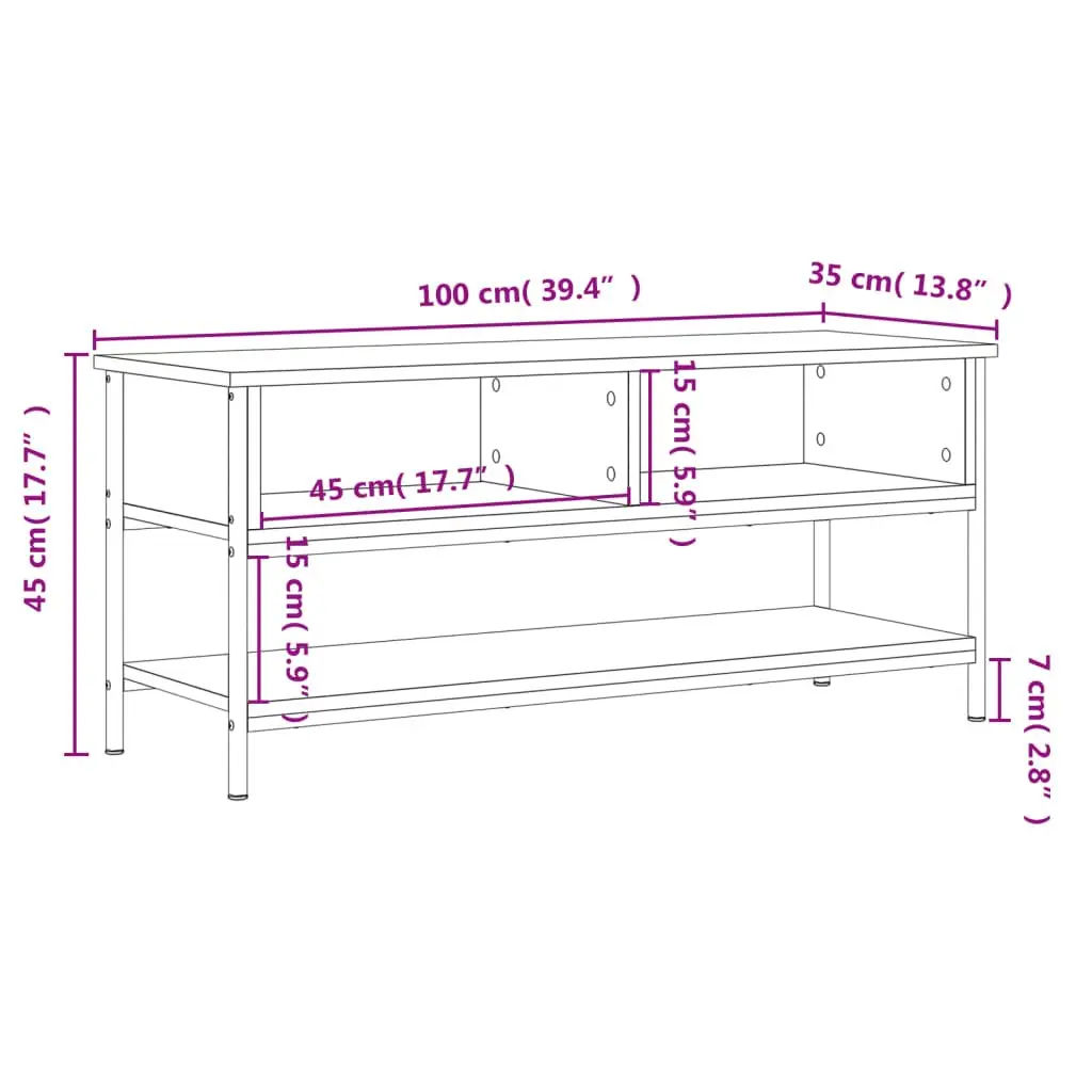 TV Cabinet Storage Unit Sonoma Oak Brown Engineered Wood with Shelves 100 x 35 x 45 cm