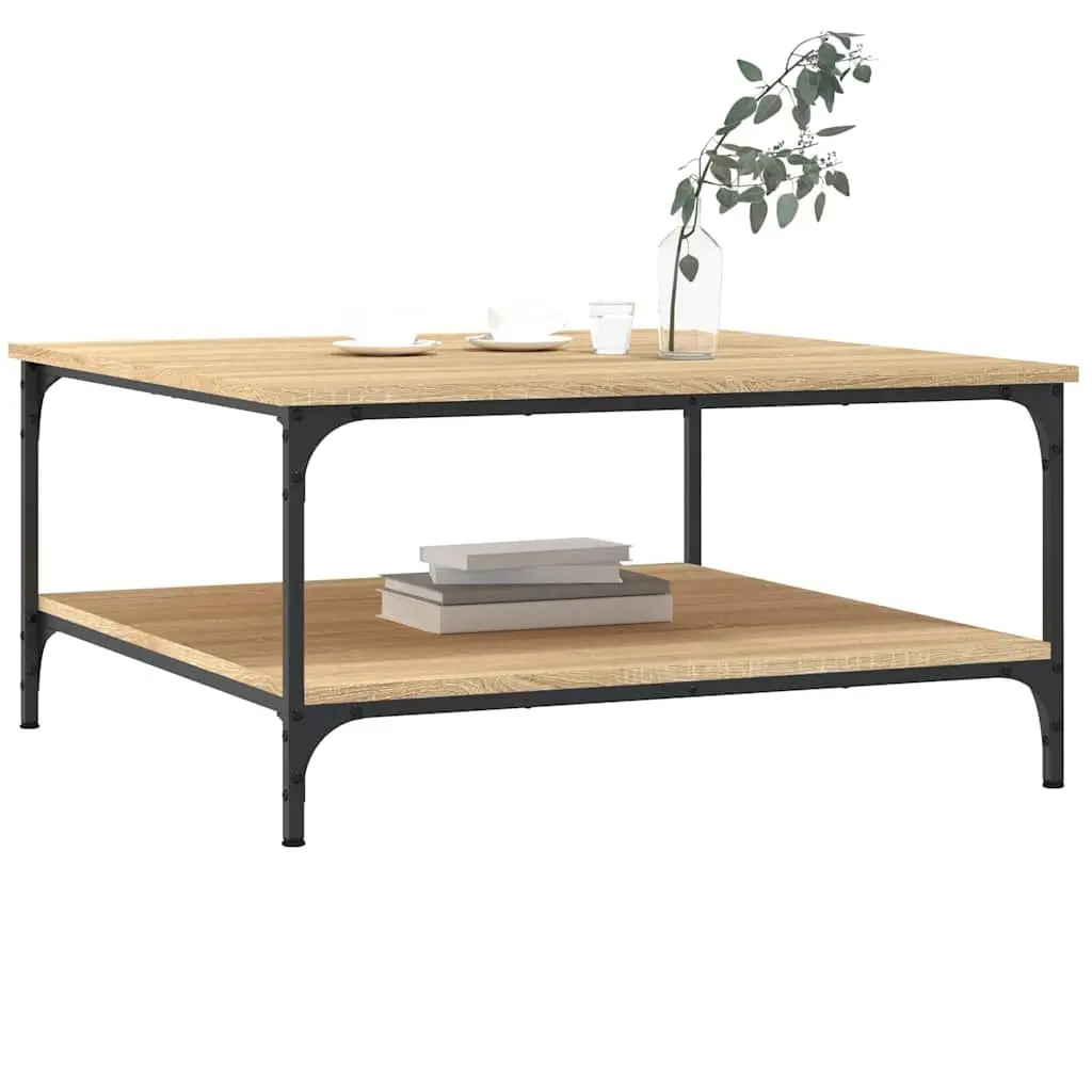 Coffee Table Storage Shelves 80 x 80 x 40 cm Brown Engineered Wood