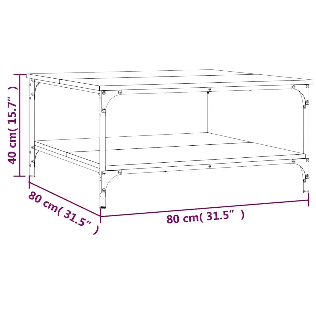 Coffee Table Storage Shelves 80 x 80 x 40 cm Brown Engineered Wood