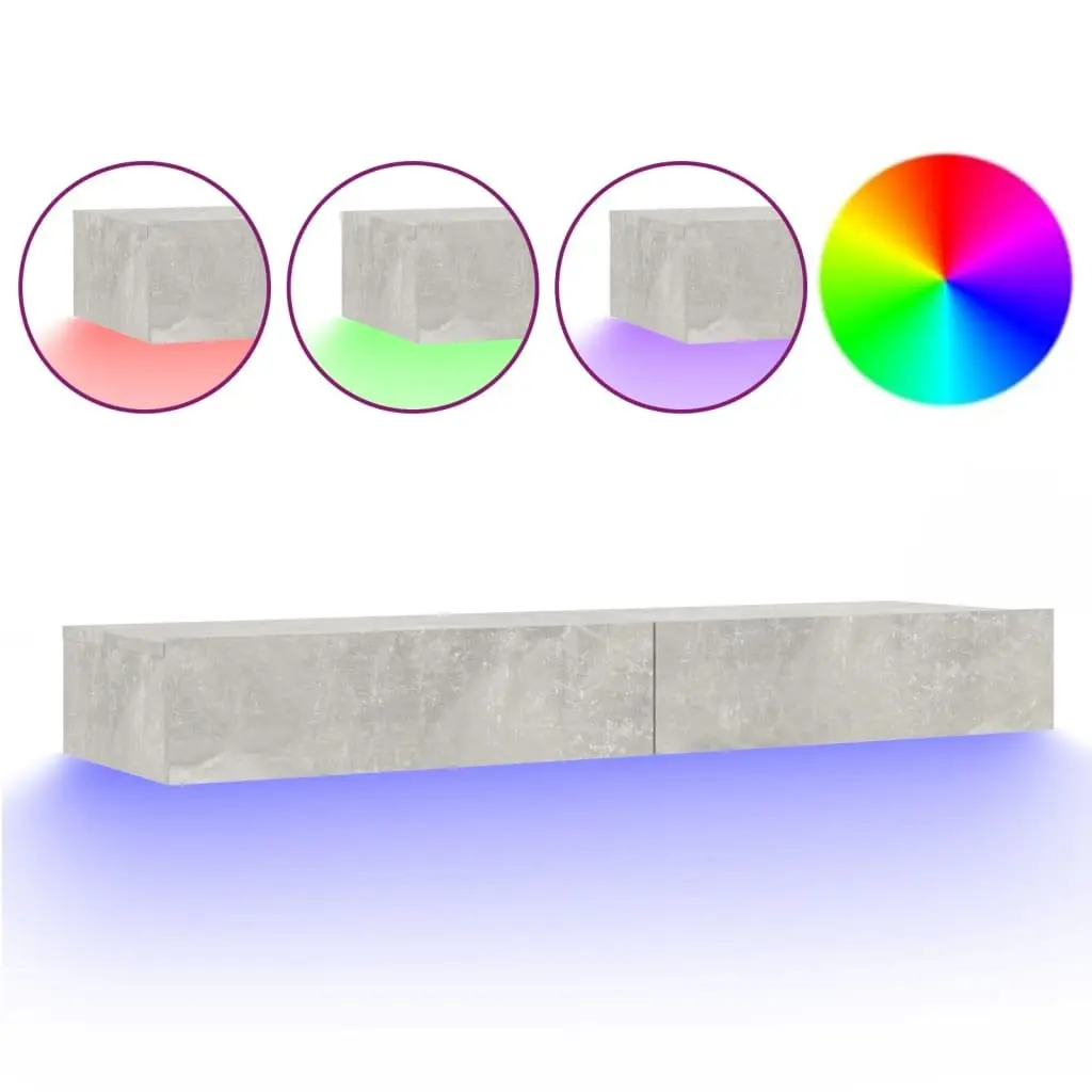TV Cabinet with RGB LED Lights Storage Drawers Grey 120x35x15.5cm
