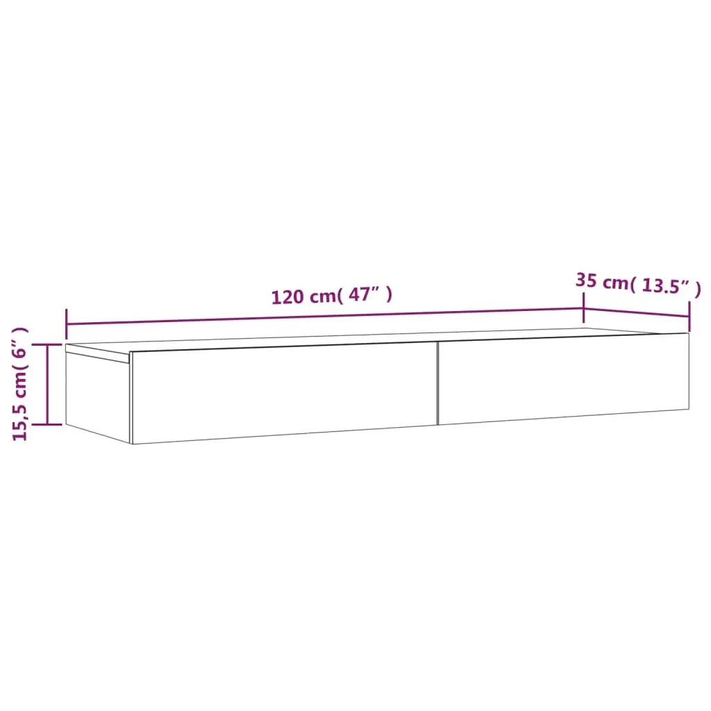TV Cabinet with RGB LED Lights Storage Drawers Grey 120x35x15.5cm