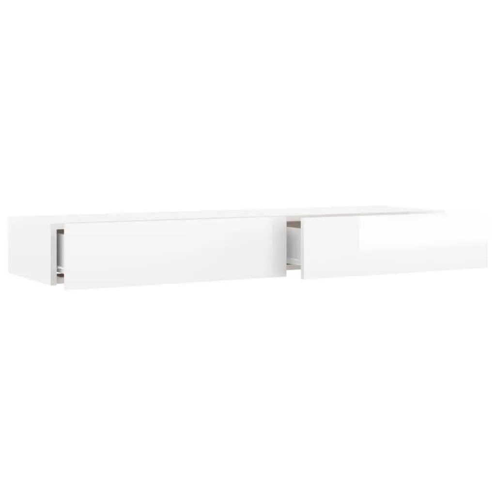 TV Cabinet LED Lights Entertainment Unit 120x35x15.5 cm High Gloss White