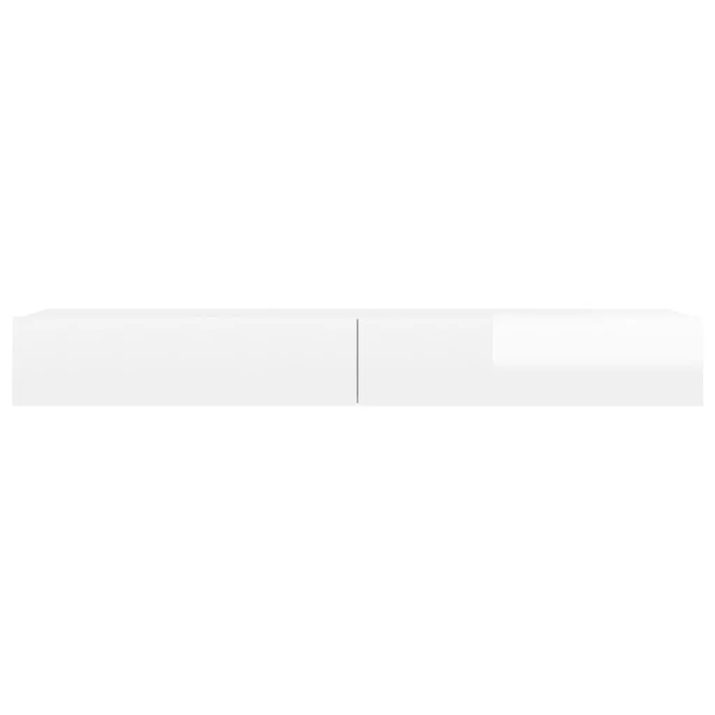 TV Cabinet LED Lights Entertainment Unit 120x35x15.5 cm High Gloss White