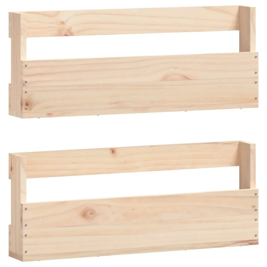 Wall-Mounted Shoe Rack Solid Pine Wood Brown Storage Shelves 59x9x23cm 2 Piece