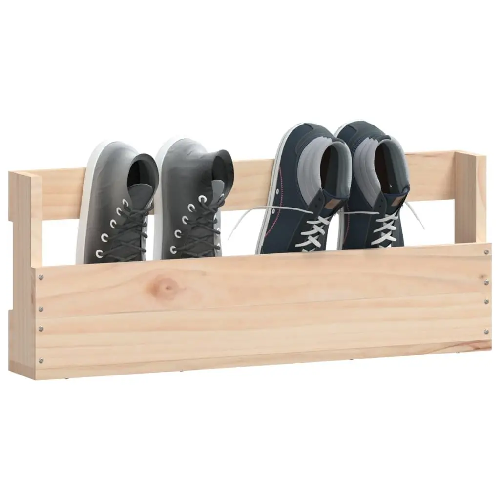 Wall-Mounted Shoe Rack Solid Pine Wood Brown Storage Shelves 59x9x23cm 2 Piece
