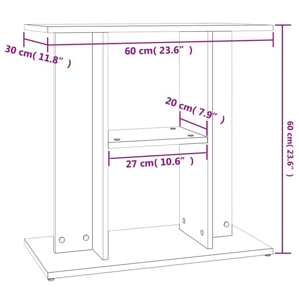 Aquarium Stand 60x30x60 cm Fish Tank Display Cabinet Brown 3 Tier Storage Furniture