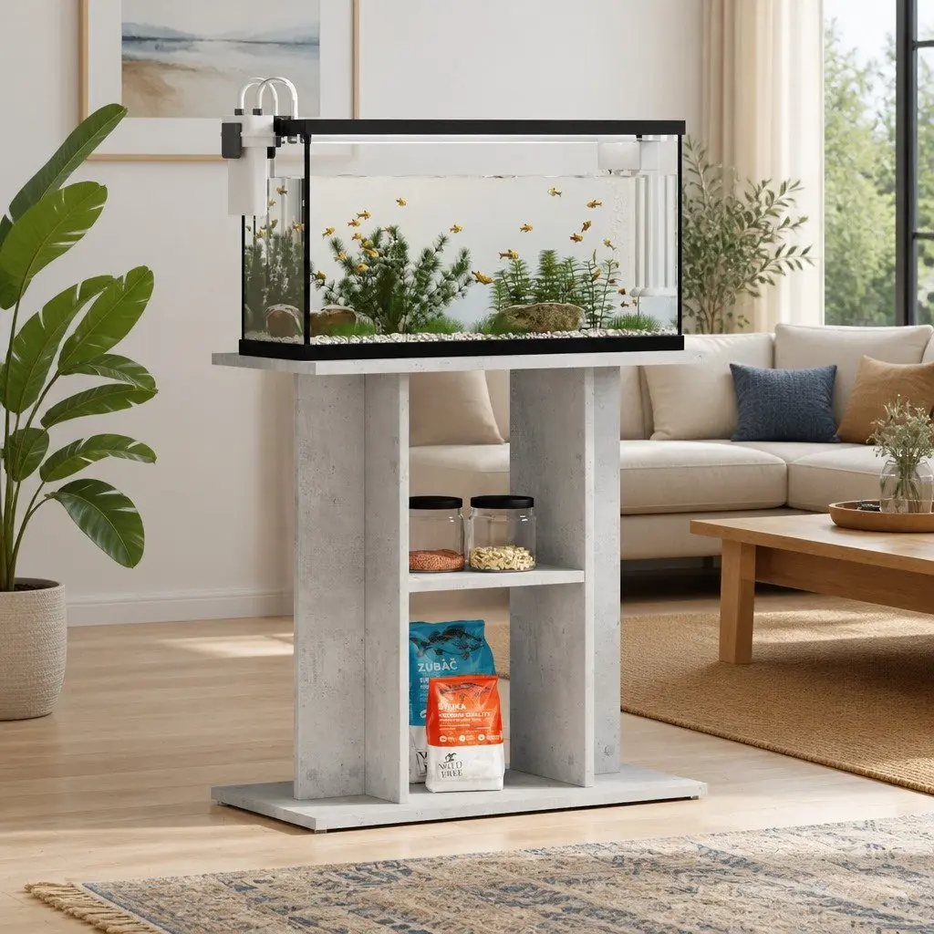 Grey Aquarium Stand for Fish Tank Display