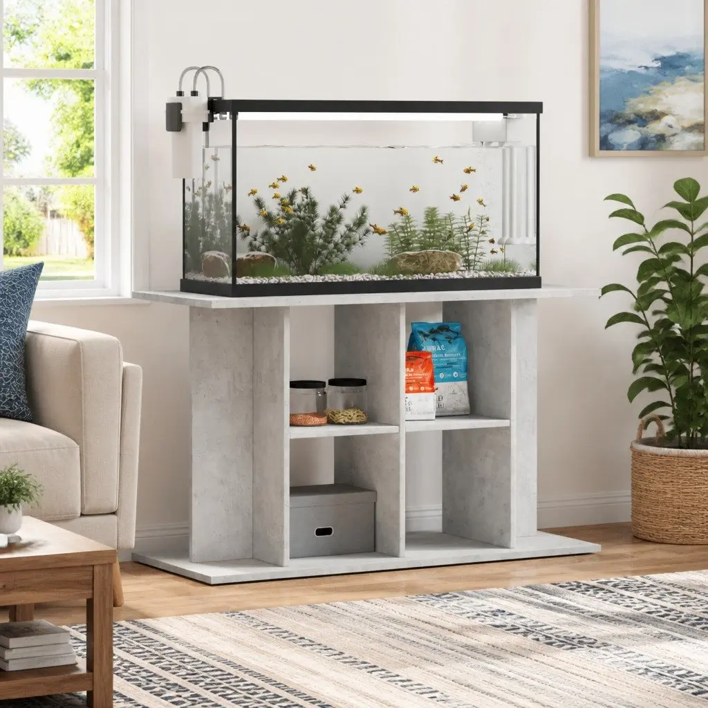 Grey Aquarium Stand with Ample Storage