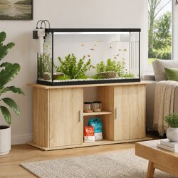 Reliable Brown Aquarium Stand with Storage Features