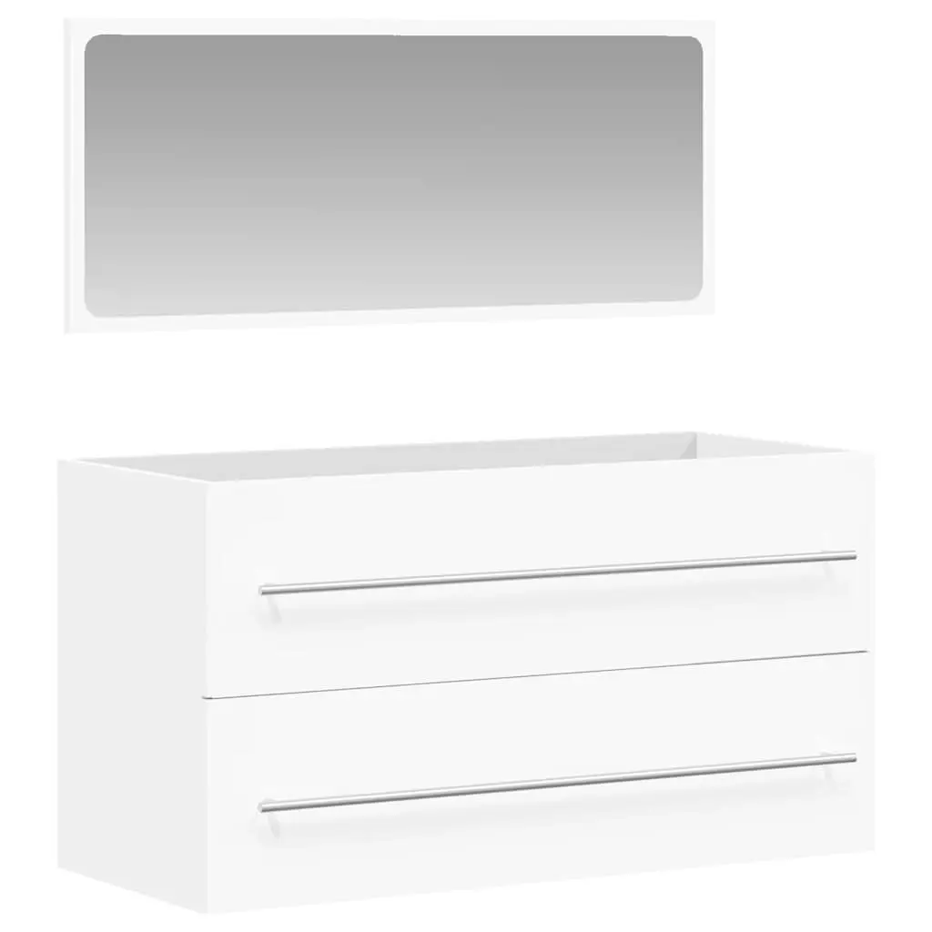 Bathroom Cabinet Wall-Mounted Storage Organizer with Mirror White