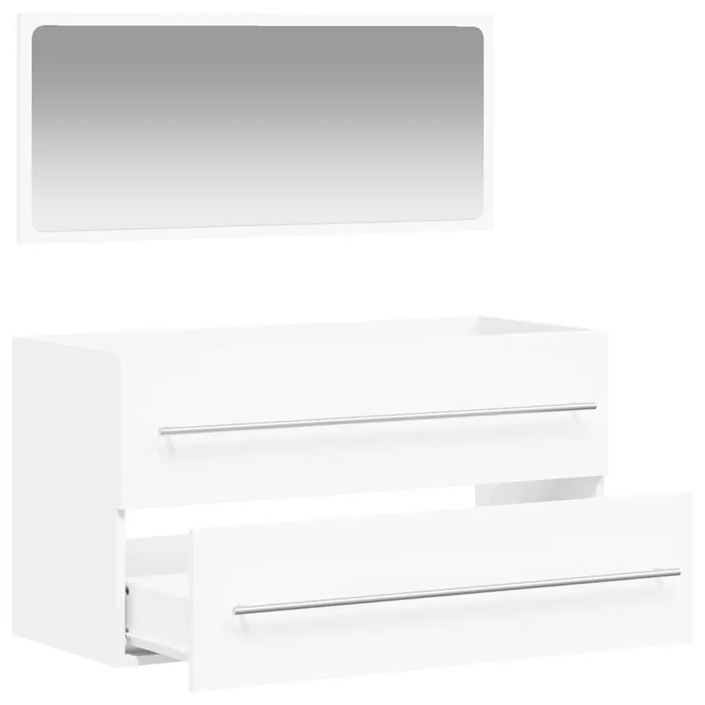 Bathroom Cabinet Wall-Mounted Storage Organizer with Mirror White