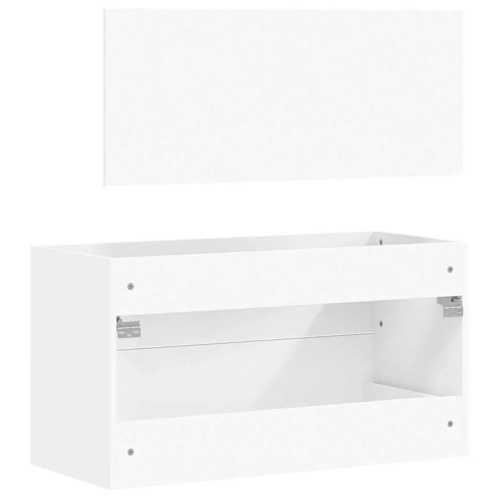 Bathroom Cabinet Wall-Mounted Storage Organizer with Mirror White