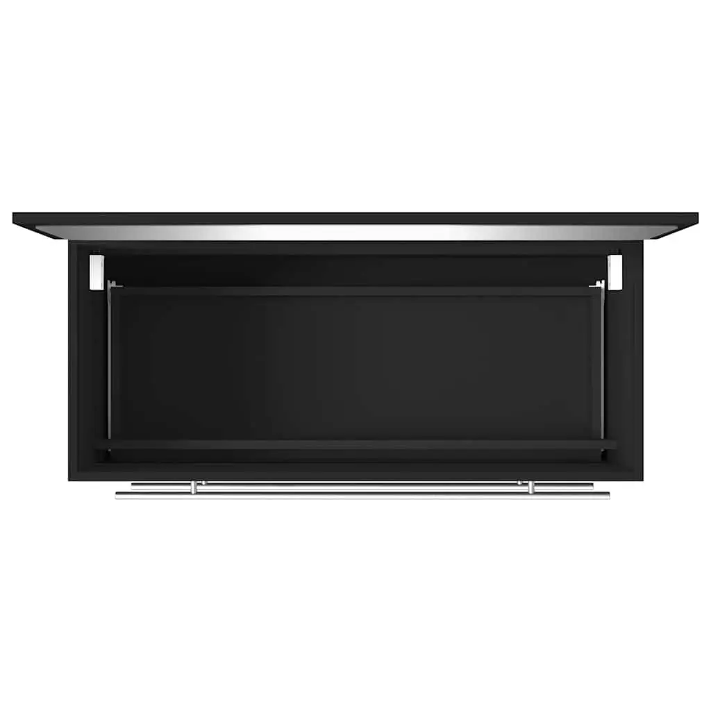 Wall-Mounted Bathroom Cabinet Storage with Integrated Mirror Black Engineered Wood