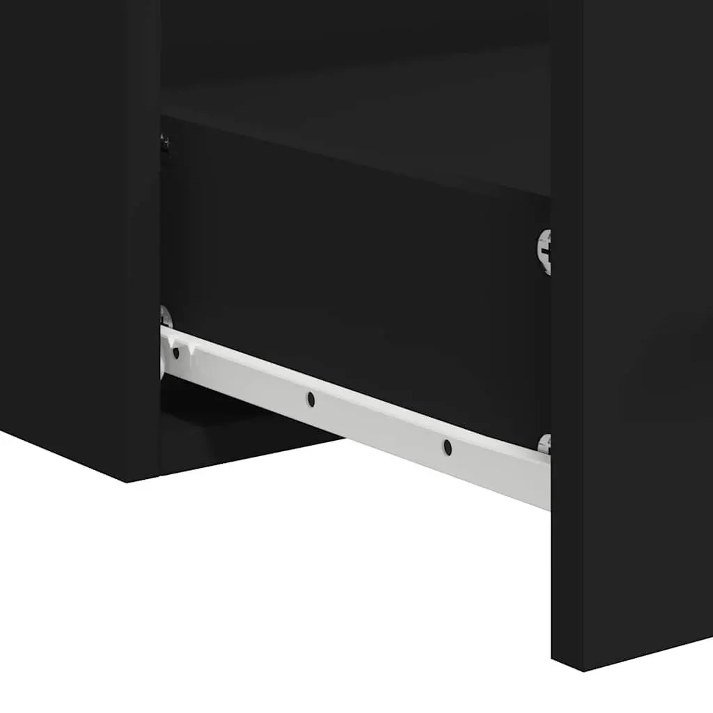 Wall-Mounted Bathroom Cabinet Storage with Integrated Mirror Black Engineered Wood