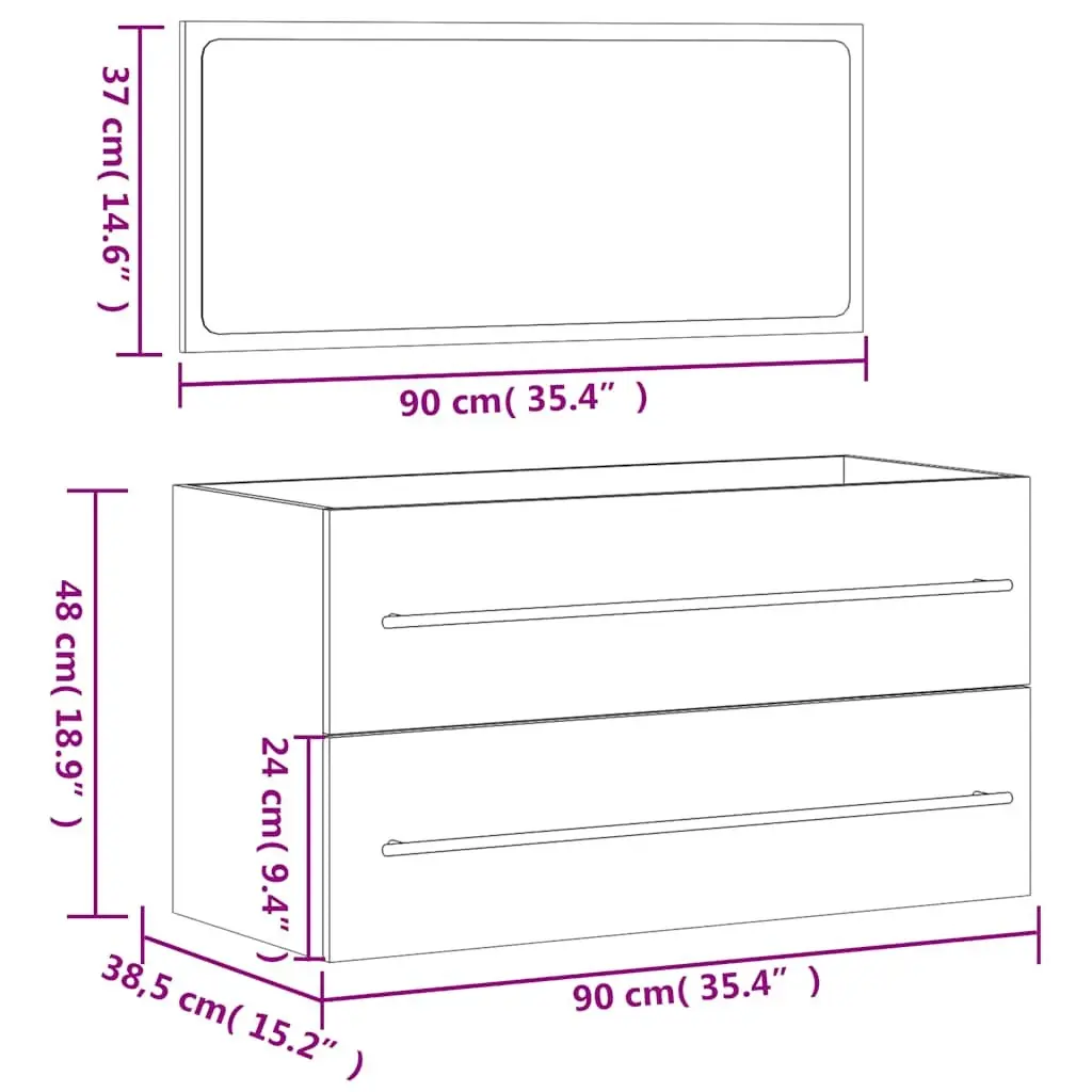 Wall-Mounted Bathroom Cabinet Storage with Integrated Mirror Black Engineered Wood