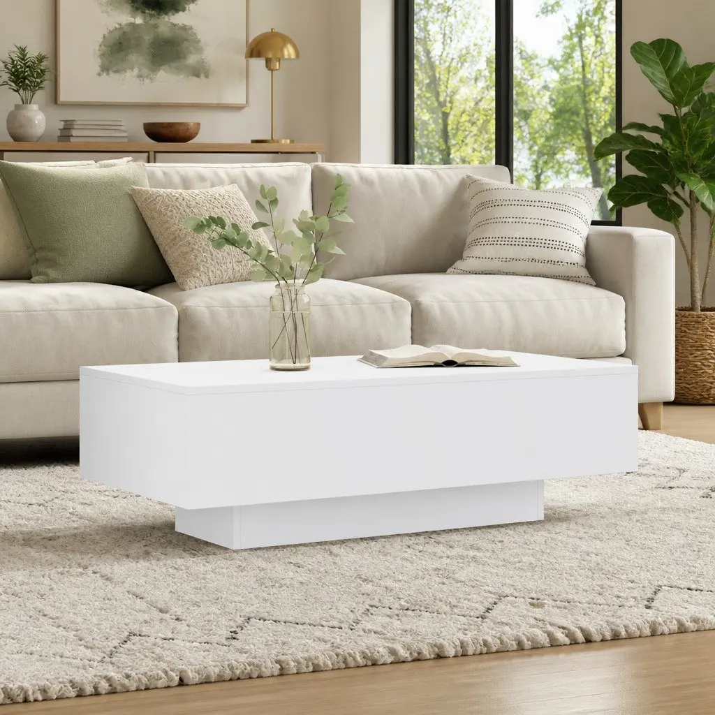 Coffee Table White Modern Design Living Room Accent Furniture Engineered Wood