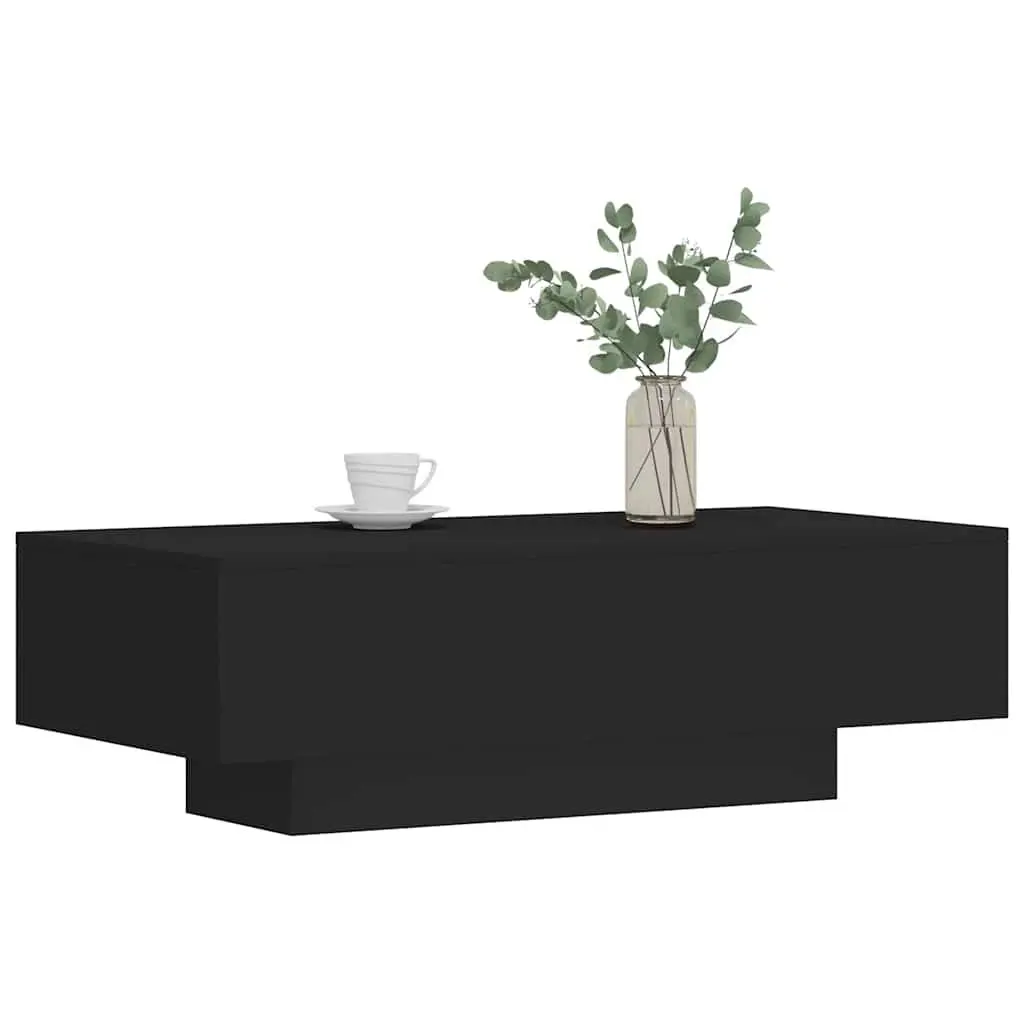 Black Coffee Table Modern Design Living Room Accent Engineered Wood