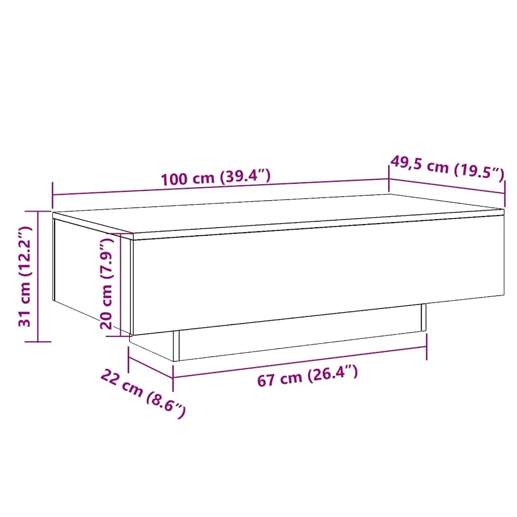 Black Coffee Table Modern Design Living Room Accent Engineered Wood