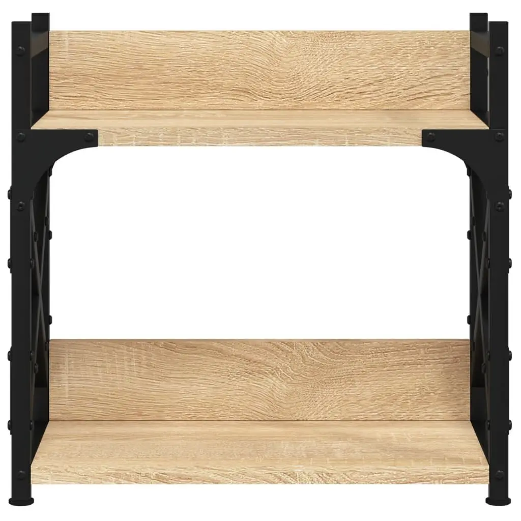 2-Tier Printer Stand Desk Organiser Brown Engineered Wood Metal Frame Office