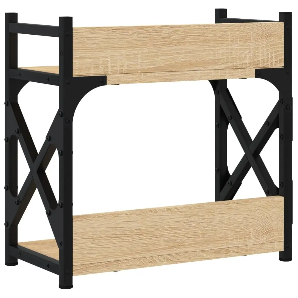 2-Tier Printer Stand Desk Organiser Brown Engineered Wood Metal Frame Office